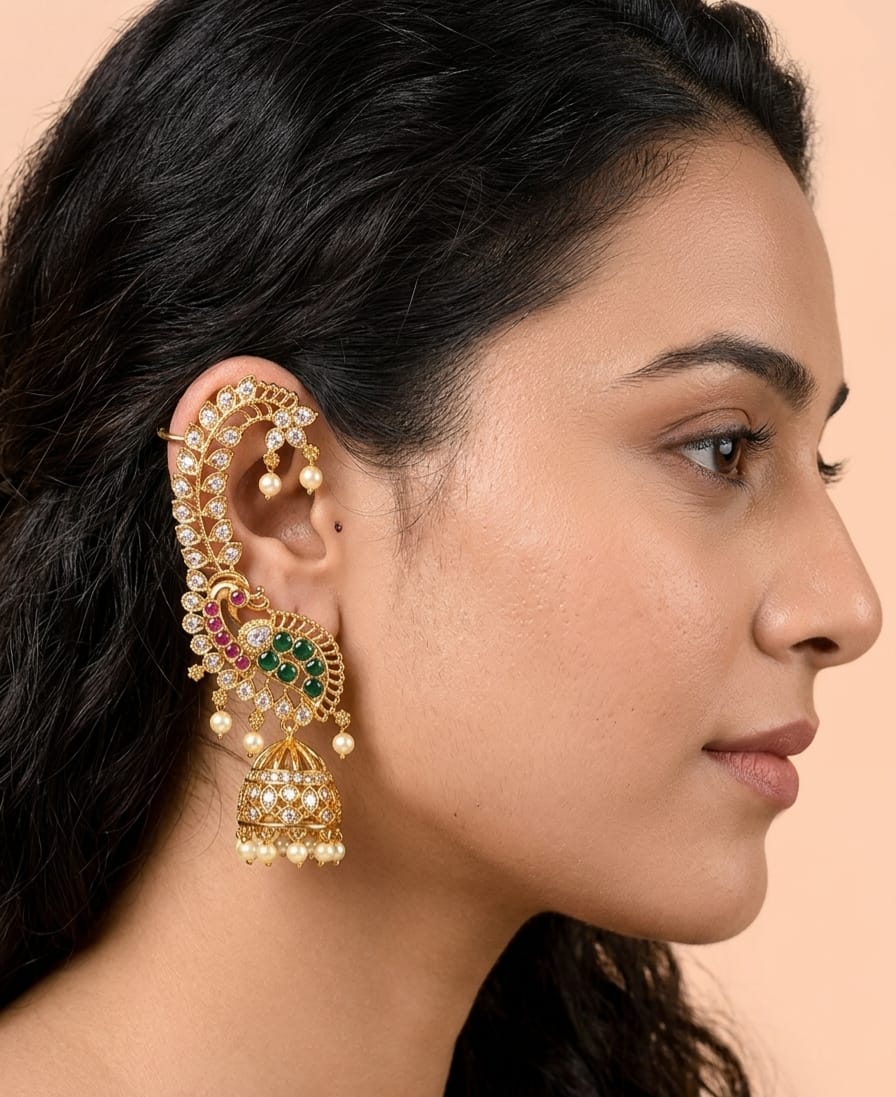 Peacock Charm Drop Jhumki