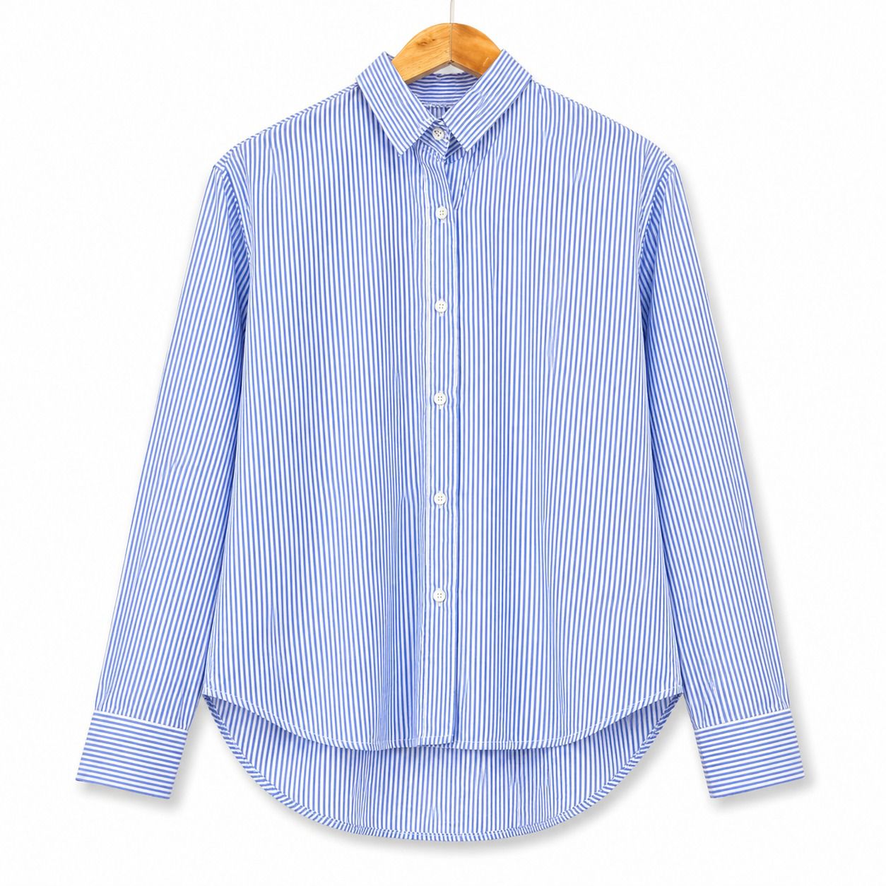 Women striped Casual Shirt in blue strip.
